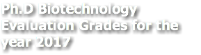 Ph.D Biotechnology Evaluation Grades for the year 2017